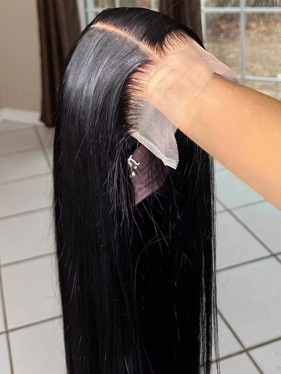 bling hair 200% Density Straight 13x4 13x6 Transparent Lace Front Wigs Human Hair 34 36 Inch 360 Full Lace Frontal Wigs For Women Pre Plucked Pre Cut 6x4 Glueless Human Hair Wig 4x4 Closure Wig - Natural Black - 查看 1
