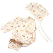 Combinaison avec capuche de 43 cm pour poupée, imprimé animal mignon, convient aux poupées nouveau-nées de 17 à 18 pouces. Vêtements et accessoires pour poupées, poupée non incluse
