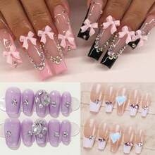 10000pcs Nail Charms And Gems: Pink Cute Bow Heart 3D Flower Charms For Junk Cases Kit; Gold Chunky Butterfly Charms For Nails Design, Small Diamond Rhinestones For Nails; Beads Pearls For Nails Art - 15 Grids-a - View 7