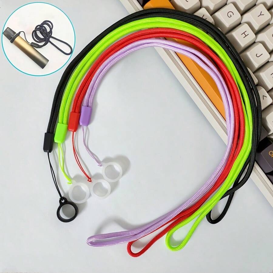 1pc Vape Lanyard + Anti-Lost Ring/Universal Vape Lanyard/Vape Strap/Fashion Vape Anti-Lost Lanyard, Long Colorful Nylon Lanyard, Pen Hang Strap, Multi-Functional Hanging Strap, Colorful Halter, Suitable For Vape, Pen, Small Cylinder