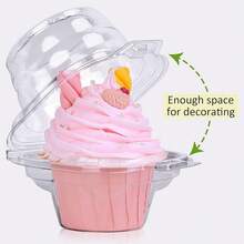 Cupcake Boxes Individual Cupcake Containers, 50 Packs Regular Single Cupcake Holder High Topping For Muffins, Thicker Stackable Plastic Cupcake Carrier For Party (50 Pack) - GÓI 100 - Xem 4