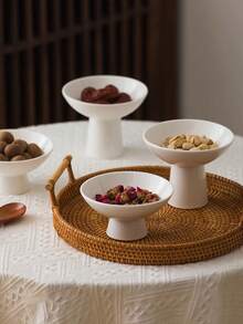 1 件简约复古陶瓷脚盘、茶点盘、水果盘、甜点盘、糕点盘、寿司和开胃菜盘、入口装饰、桌面装饰、珠宝收纳托盘