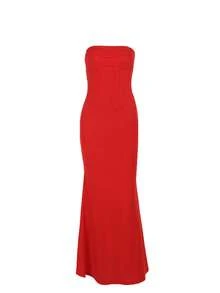Women's Autumn Waistband Bandeau Party Cocktail Dress - Red - View 2