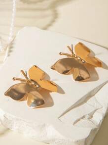 1 Pair Simple Elegant Drip-Oil Butterfly Jewelry Earrings, Suitable For Daily Wear And Gatherings/Parties, Versatile, Perfect Gift (Artificial Drip-Oil Color May Vary Slightly)