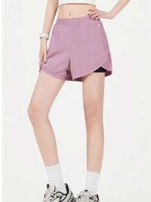 1 件女式二合一健身短裤 - 高弹力网球和跑步短裤，双层设计，适合瑜伽和运动穿着，短款骑行短裤