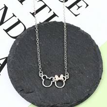 bandai 1pc Disney Cute Minnie Mouse Bow Knot Pendant Popular Cartoon Figure Necklace Mickey Mouse Minnie Pendant Necklace