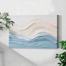 1PC Blue Beige Ocean Waves Thick Textured Wall Art Original Sea Abstract Painting Horizontal Long Narrow (1)18 - Nhiều màu - Xem 1