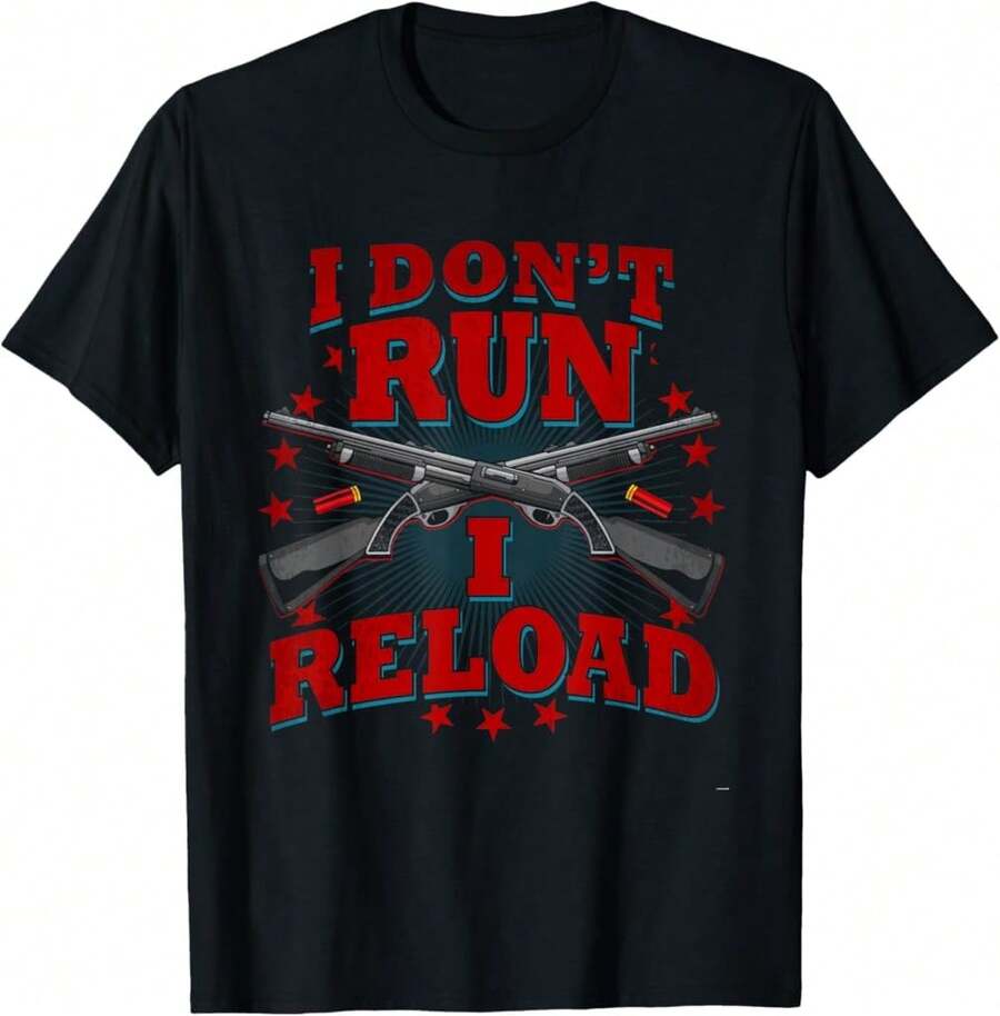 Camiseta con diseño de bandera de EE.UU. que dice "No corro, recargo" para mujeres - Negro - Ver 1