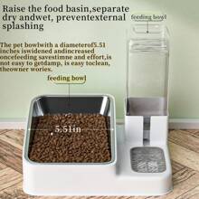 2 In 1 Automatic Food Feeder And Water Dispenser Gravity Design Auto Feeding | Cat Auto Dog Water Dispenser  For Small Medium Big Dog Pets Puppy Kittens