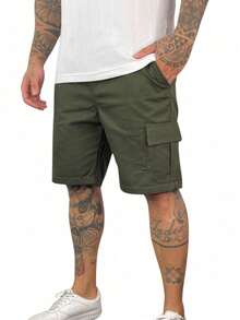 Men's Bermuda Shorts With Cargo Pockets - Army Green - View 1