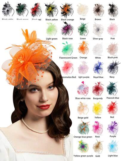 Fascinators Hats For Women, Garden Tea Party Hats Bulk Vintage Kentucky Hats Multipack Derby Wedding Flower Cocktail Mesh Feathers Hair Clip For Halloween Christmas Party