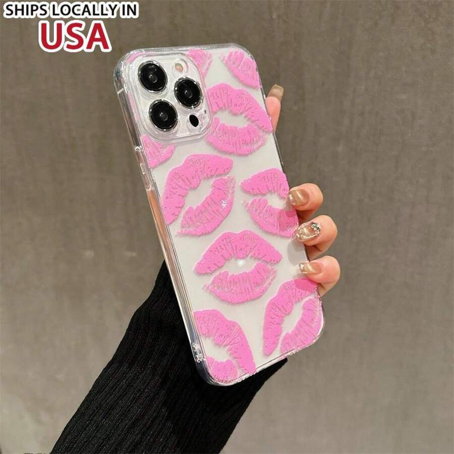 Lipstick Pattern Phone Cases For IPhone 15 Pro Max Case IPhone 14 Pro Max Case IPhone 11 Cases, Transparent Phone Case, Smartphone Protective Case, Shockproof Durable Decorative Cellphone Protector Cover, Phone Accessories - Trong sáng - Xem 1
