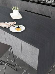 1 Roll Black & Gray Vintage Wood Grain Contact Paper, Self-Adhesive Waterproof Wallpaper For Cabinet, Wall, Furniture, Kitchen Counter, 15.76 Inch Wide, Stickers, Wall Decal, Vinyl Decal For Home Decorations, Spring Decoration Items Refresh Your Home, Festival Decoration Stickers Gifts Birthday Graduation - Black - View 14