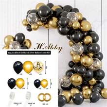 Black & Golden Balloon Chain Balloon Kit, Birthday Party, Wedding Anniversary, Bachelor/Bachelorette Party, Graduation, Housewarming, Retirement Party, Halloween, Christmas, New Year, Balloons Decor Set