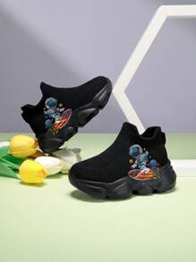 New Arrival Kids & Teenagers Cute Astronaut Print Casual Fashion Cushioned Non-Slip Lightweight Breathable Low-Top Mesh Slip-On Outdoor Indoor Walking Running Sports Casual Sneakers