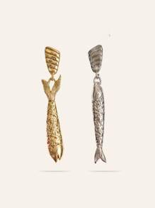 Titanium Steel Small Fish Earrings, Retro Artistic Style Long Earrings, Stainless Steel Gold-Plated Color Preserving Jewelry