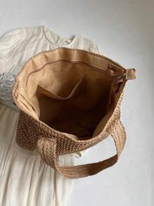 1pc New Fashionable Versatile Tote Bag, Beach Vacation Bag, New Arrival Fashionable Woven Beach Tote Bag, Lightweight Elegant Design, Women's New Straw Woven Handbag, Fashionable And Versatile Large Capacity Tote Bag, Handbag, Large Capacity, Suitable For Women, College Students, Teenagers, With Tassel Pendant, Summer Straw Beach Bag For Women,