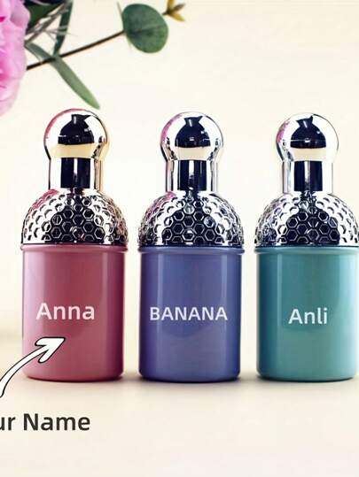 3 Pcs Customizable 30ml Glass Perfume Refillable Bottles With UV Printing Or Antique Carving, Random Complimentary Customized Pattern, Suitable For Travel And Gift Giving To Family/Friends, Unique Personalized Gift (Random Color)