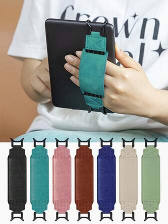 6-7 tums surfplatta, fallsäker rem i PU-läder, enhandsgrepp, kompatibel med iPhone, Android-telefon, present till födelsedag, familj, vänner, telefonringhållare, telefongrepp, telefontillbehör kompatibel med iPhone, Android-telefon, present till födelsedag, familj, vänner, push-pull-telefongrepp, telefonhållare