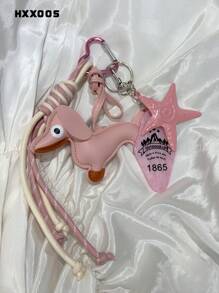 HXXOOS Pingente de Bolsa Dachshund Rosa no Estilo Y2K com Alça Entrelaçada de Estrela-do-mar Criativa - Chaveiro Fofo, Doce e Legal DIY Essencial para Meninas Estudantes, Acessório Obrigatório para Bolsas, Bolsas de Ombro, Mochilas, Sacolas de Praia, Acessórios de Verão, Férias