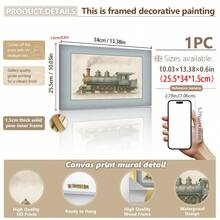 航海主题婴儿房墙面装饰套装 - 1 件复古交通主题艺术品，包含做旧蓝色帆船/蒸汽火车/双翼飞机图案（婴儿房艺术画廊）。复古交通装饰画，帆船主题婴儿房艺术品，蒸汽火车主题墙面装饰，双翼飞机主题婴儿房装饰。 - 彩色 - 查看 15