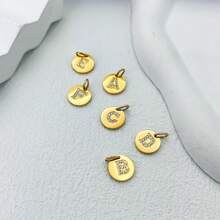 26-Letter English Drip Letter Stainless Steel Accessories Set With Zirconia Inlay DIY Pendant Bracelet Necklace Earrings Jewelry Charms, Handmade DIY Charm Pendants For Bracelets