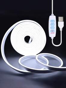 Lampu Strip LED Neon 3 Warna, 3000K-6000K Lampu LED Silikon Fleksibel Tahan Air (1m/2m/3m/4m/5m), Ditenagai USB, Kontrol Tombol, Untuk Pencahayaan Rumah Pintar Suasana Putih Hangat, Teknologi Peredupan Cerdas, Lampu Strip Suasana Peredupan Fleksibel untuk Siaran Langsung dan Pencahayaan Cermin Rias - Putih - View 5