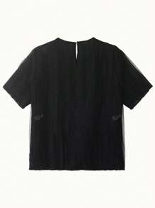 Women Casual Minimalist Textured Solid Color Short Sleeve Shirt