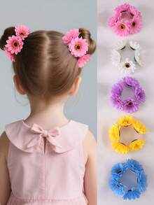 2pcs/Set Girls Daisy Flower Elastic Hair Scrunchies Set