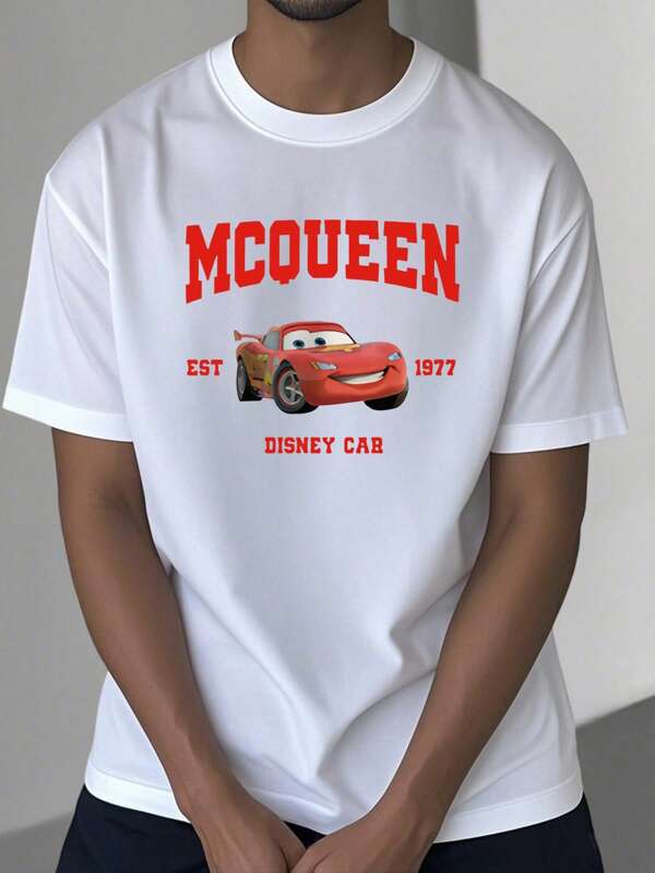 Imprimé dessin animé McQueen, Haut Casual Col Rond Homme