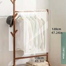 1Pc Translucent Garment Rack Cover Clothes Rack Cover Adult Kids Clothes Protector Waterproof Dustproof Clothes Closet Storage Organizer With Top Strap Design - White - View 12