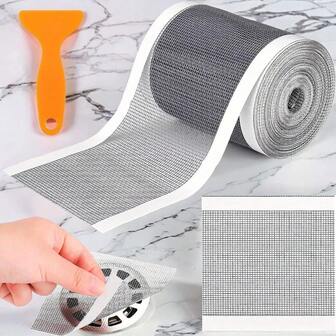 1 rollo de 5 metros de atrapador de cabello de ducha cortable, filtro de ducha, pegatina de drenaje autoadhesiva, colador de malla desechable para fregadero, apto para baño, hogar y decoración de cocina