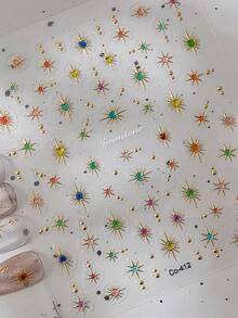 1片5D立体蜜桃果冻美甲贴纸 - 粉色自粘贴纸，适合女性和女孩，水果美甲贴纸，美甲用品，美甲贴纸 - 彩色 - 查看 3