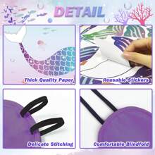 Pin The Tail On The Mermaid Game Mermaid Party Game 24 Pcs Reusable Tails Sticker Party Supplies For Birthday Party Favor Sets,Christmas