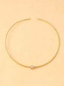 1 pieza Collar de circonita redonda, accesorio de moda para fiestas para mujeres