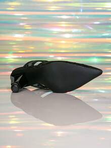 1 双优雅高跟鞋，网眼嵌件，尖头，适合四季户外穿着