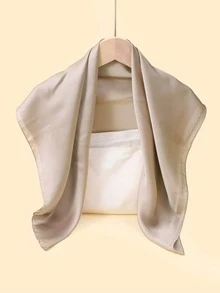 1pc Solid Color Multipurpose Windproof Insulated Neck Gaiter, 70% Silk Blend - Khaki - View 3