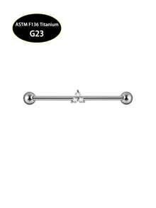 1 pieza Barra industrial de titanio F136 con accesorios desmontables, triángulo de ópalo de zirconia, joyería de perforación de titanio G23 14G para transversal - Multicolor - Ver 8