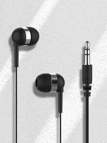 1 pieza Auriculares con cable alámbrico de 3.5 mm con micrófono y control en línea para música, unisex - Negro - Ver 9