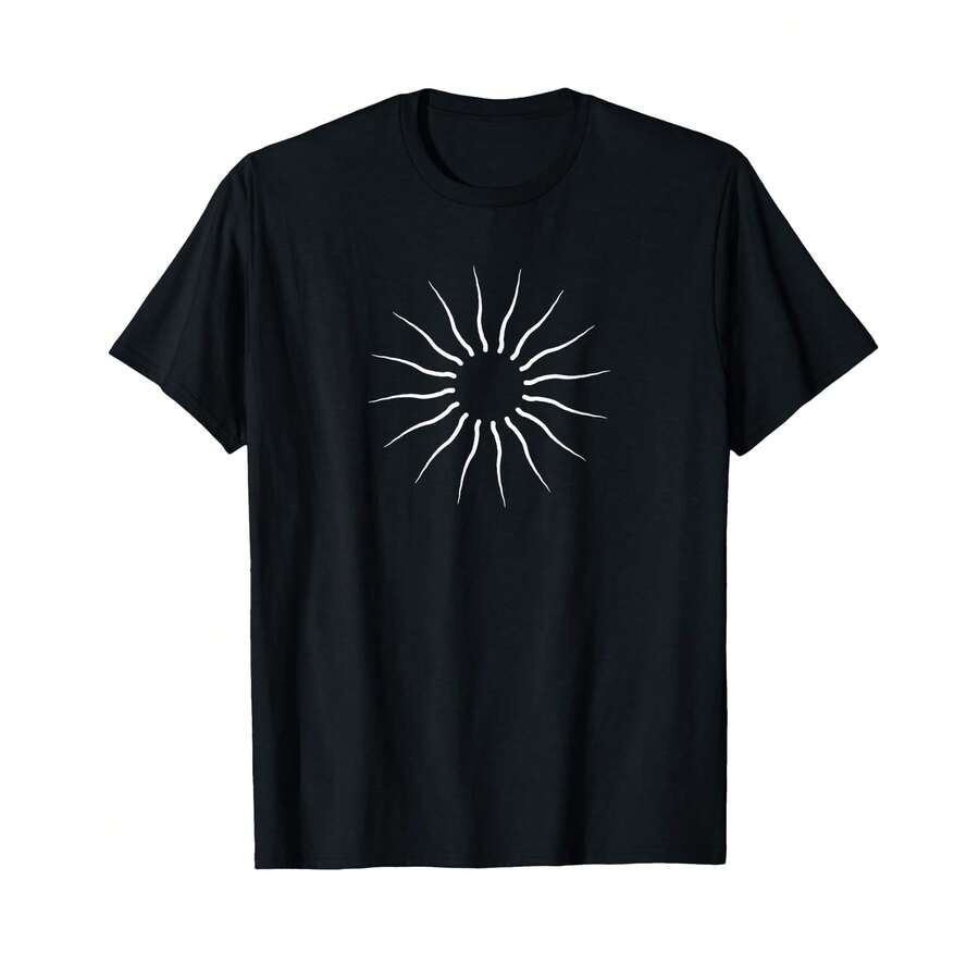 Cool Surf Aesthetic Summer Waves White Line Minimalist Sun T-Shirt/ IN Gifts For Husband - Black - View 1