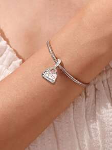 1 PC 925 Sterling Silver Pink Delicate Objects Beads Pendant Charm Pendant Ball Suitable For Bracelets DIY Women's Jewelry