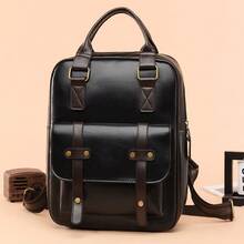 LECEY 棕色复古街头学院风休闲通勤大容量多功能女士背包 - 黑色 - 查看 4