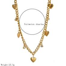 1 Stück 18 Karat Goldplattierte dicke Kette mit herzförmigem Anhänger aus rostfreiem Stahl, geeignet für den täglichen Gebrauch von Frauen und als Urlaubsgeschenk