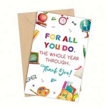 1PC Cute Teacher Appreciate Card, End Of Year Teacher Thank You Card, Thanks For Teachers, Cartoon Design, Quality Envelope, Graduation Party Gift