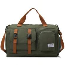 Multi Functional Large Capacity Sports And Fitness Bag, Travel Bag, Independent Shoe Compartment, Wear-Resistant And Durable Fabric, Can Be Used For Short Business Trips, Can Be Carried Or Slung Over, Suitable For Various Occasions. - 軍綠色 - 查看 1
