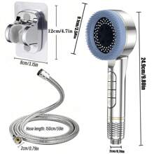 (Pojedyncza głowica prysznicowa/zestaw 3 szt.) Głowica prysznicowa ABS do użytku domowego, z filtrem i ciśnieniem, z 4 ustawieniami, z wężem ze stali nierdzewnej o długości 1,5 m i uchwytem na głowicę prysznicową ABS bez konieczności wiercenia
