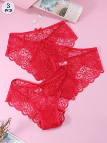 3件套女士低腰蕾丝性感内裤