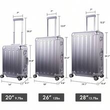 Equipaje de mano TRAVELKING todo de aluminio con candados TSA, carcasa rígida de metal frío y con ruedas giratoras (Plata, 20 pulgadas) - Plateado - Ver 7