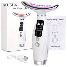 STUKUNI Wiederaufladbarer Gesichts- & Nacken-Massagegerät, 7 Modi für Gesichtsmassage, perfektes Geschenk für Frauen & Mädchen