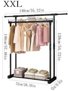 Cabide multifuncional para roupas, cabide independente com barras simples/duplas, varal ajustável e dobrável para quarto, varanda, uso interno e externo, economiza espaço, fácil montagem